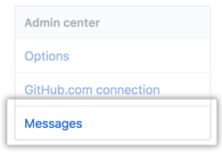 Messages tab in the enterprise settings sidebar
