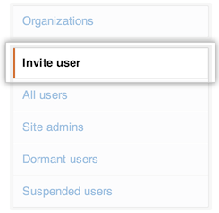 Invite user tab in the site admin console