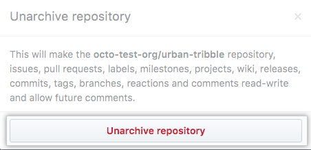 Archive repository 按钮