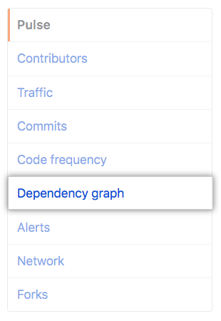 Dependency graph tab in the left sidebar
