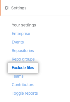 Exclude files tab