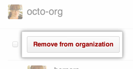 Remove from organization button