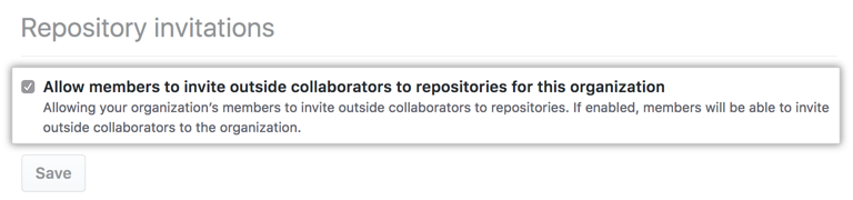 Checkbox to allow members to invite outside collaborators to organization repositories