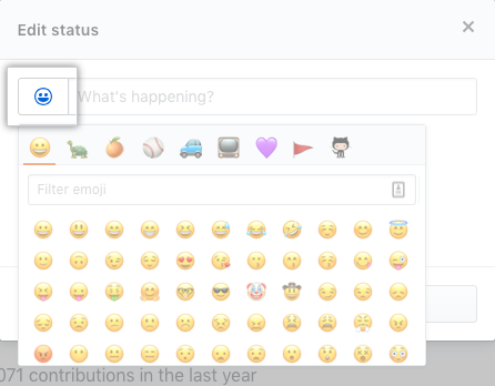 Botão para selecionar status com emoji