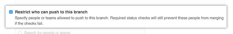 Caixa de seleção Branch restriction (Restrição de branch)