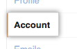 Account settings menu option