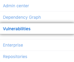 Guia Vulnerabilities (Vulnerabilidades) na barra lateral de administração do site