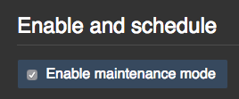 Checkbox for enabling or scheduling maintenance mode