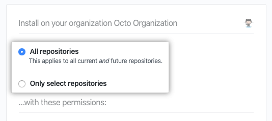 Checkboxes to add all repositories or select repositories