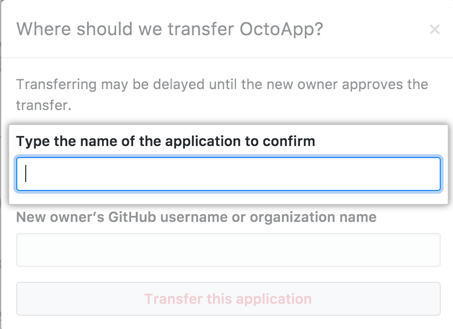Field to enter the name of the app to transfer