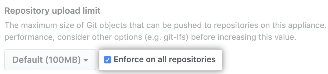 Enforce maximum object size on all repositories option