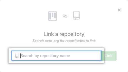 Suchfeld im Fenster „Link a repository“ (Ein Repository verknüpfen)