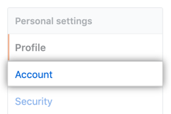 Account settings menu option