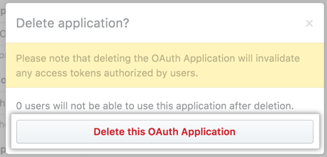 Button to confirm the deletion