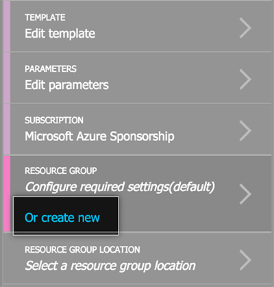 Create new resource group button