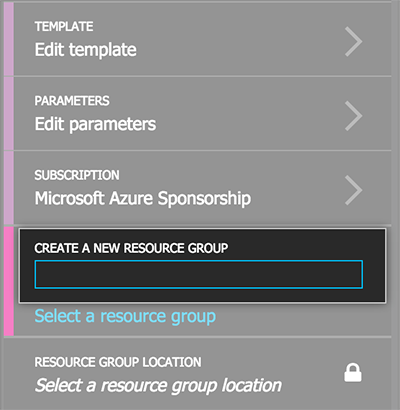 Create new resource group button