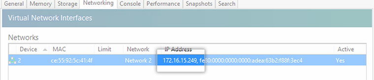 Network tab IP address