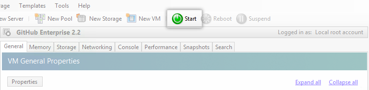 VM start button