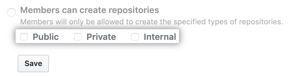 Checkboxes for repository types