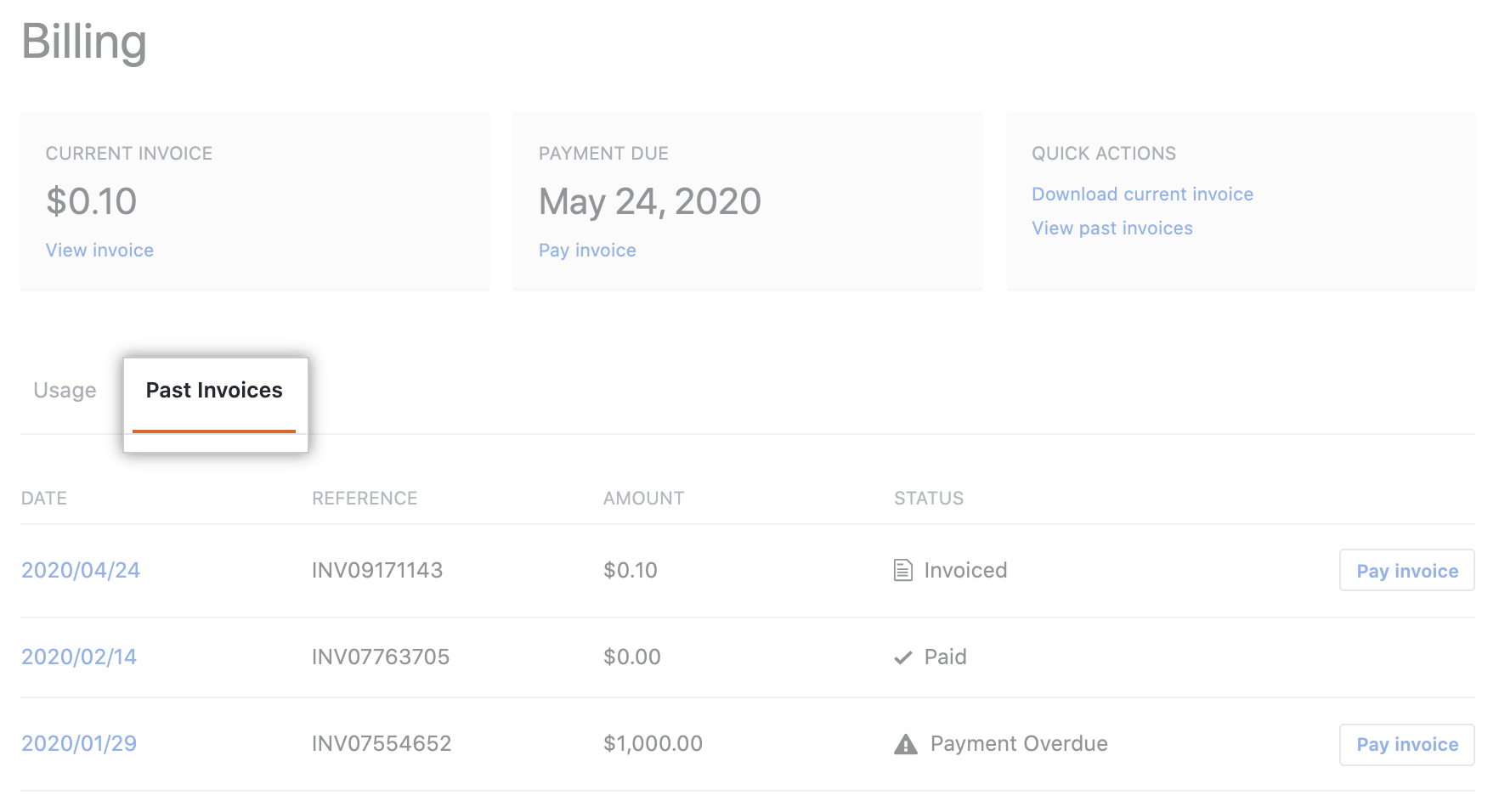 View payment history tab