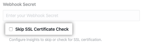 Caixa de seleção para pular a verificação de certificado SSL