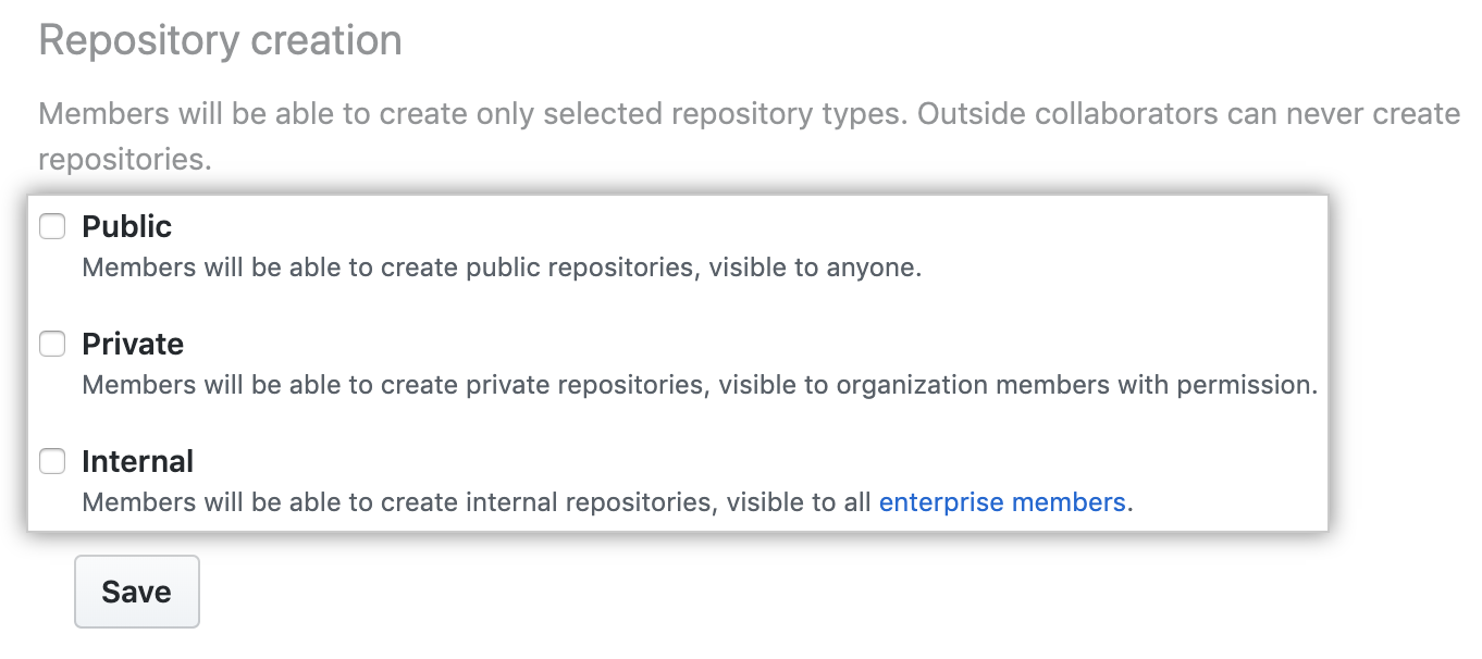 Optionen für die Repository-Erstellung