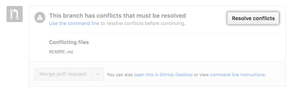 Resolve merge conflicts button