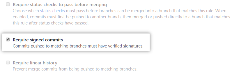 Require signed commits option