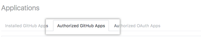 Registerkarte „Authorized GitHub Apps“ (Autorisierte Apps)
