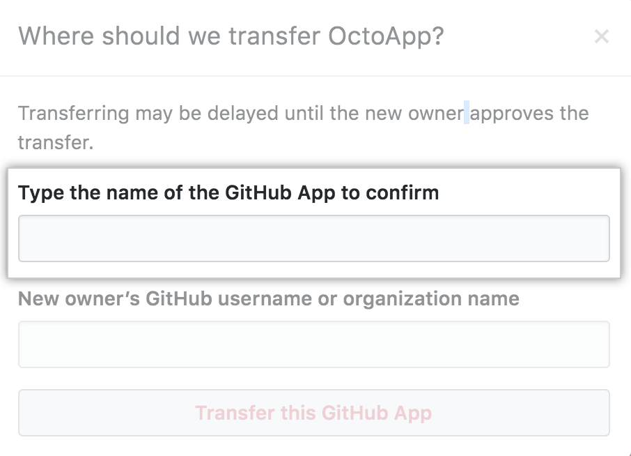 Field to enter the name of the app to transfer