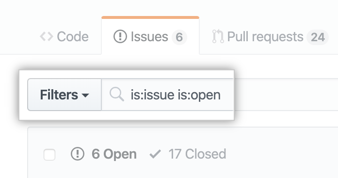 The issues and pull requests search bar
