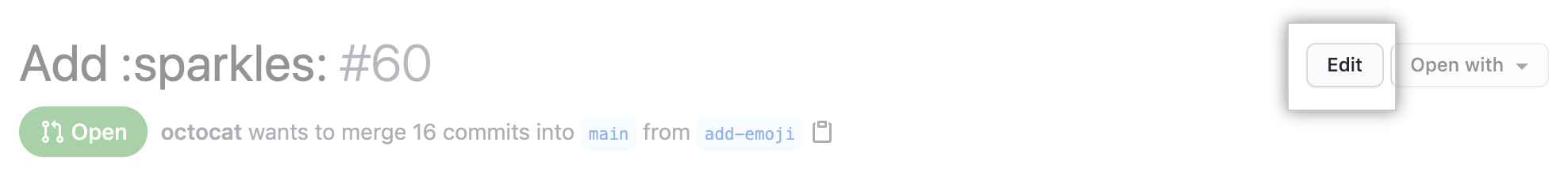 Pull Request edit button