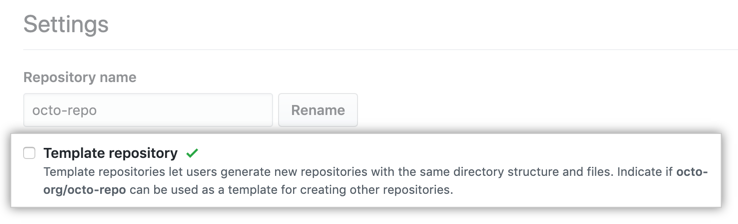 Checkbox to make a repository a template