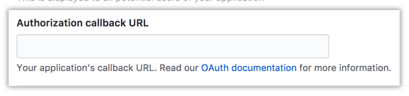 Field for the authorization callback URL of your app