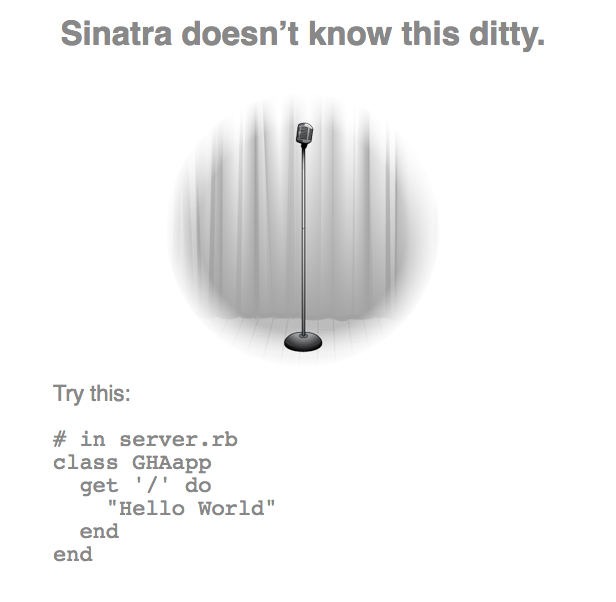 Página de erro 404 do Sinatra