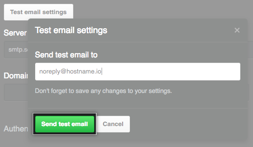 „Send test email“ (Test-E-Mail senden)