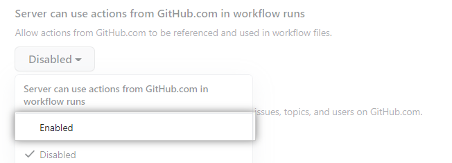 工作流程运行中用于访问 GitHub.com 上操作的下拉菜单