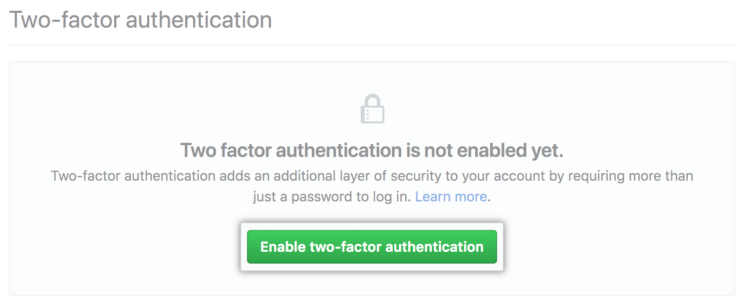 Option „Enable two-factor authentication" (Aktiviere Zwei-Faktor-Authentifizierung)
