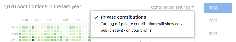 Habilitar visitantes para ver contribuições privadas a partir do menu suspenso contribution settings (configurações de contribuição)