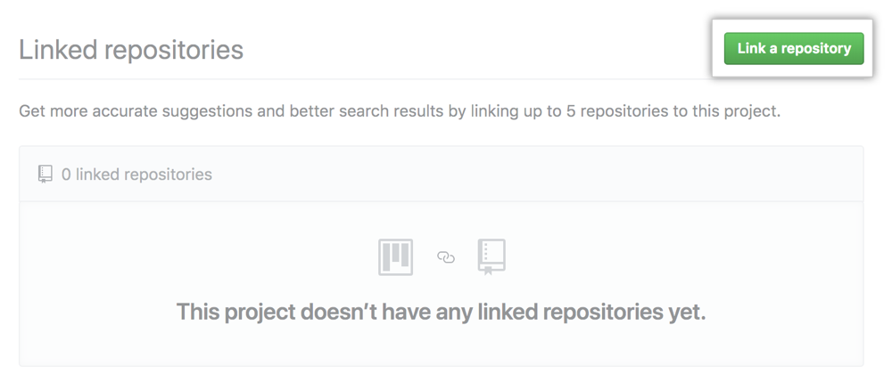 Botão Link a repository (Vincular um repositório) na aba Linked repositories (Repositórios vinculados)