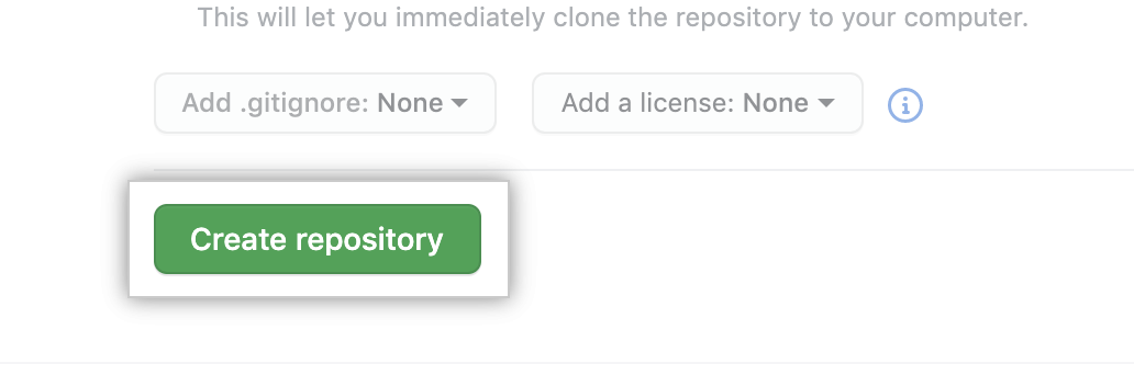 Button to create repository