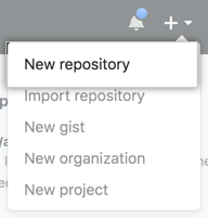 Dropdownmenü „Create New Repository" (Erstelle neues Repository)