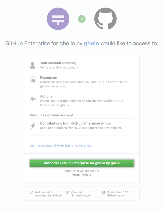 Authorize connection between GitHub Enterprise Server and GitHub.com