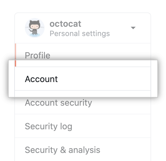 Menüoption „Account settings" (Kontoeinstellungen)