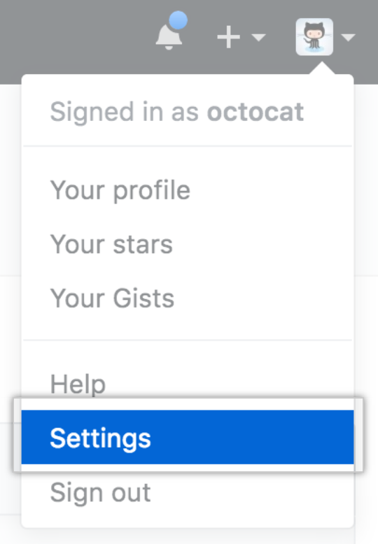 Settings icon in the user bar