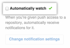 A checkbox for configuring watching repositories automatically