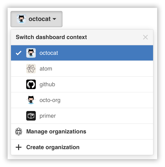 Dashboard context switcher