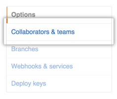 Repository settings sidebar with Collaborators & teams highlighted