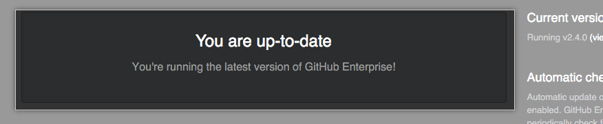 Banner indicating your release of GitHub Enterprise