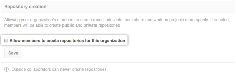Checkbox to allow members to create repositories